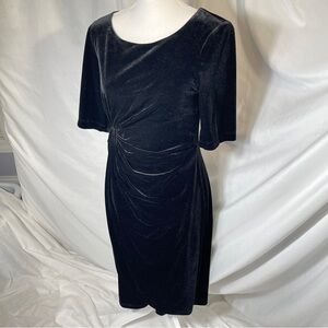 Black Velvet Ruched Cocktail Dress/Size 6 Connected Apparel